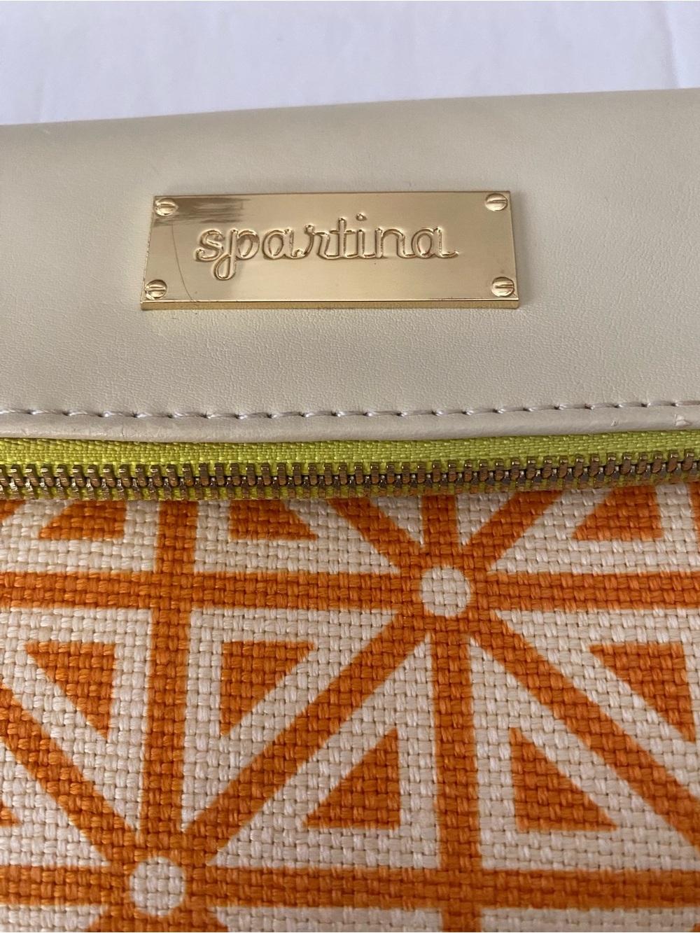 Spartina 449 Cream and Orange Geometric Wristlet - Picture 2 of 16